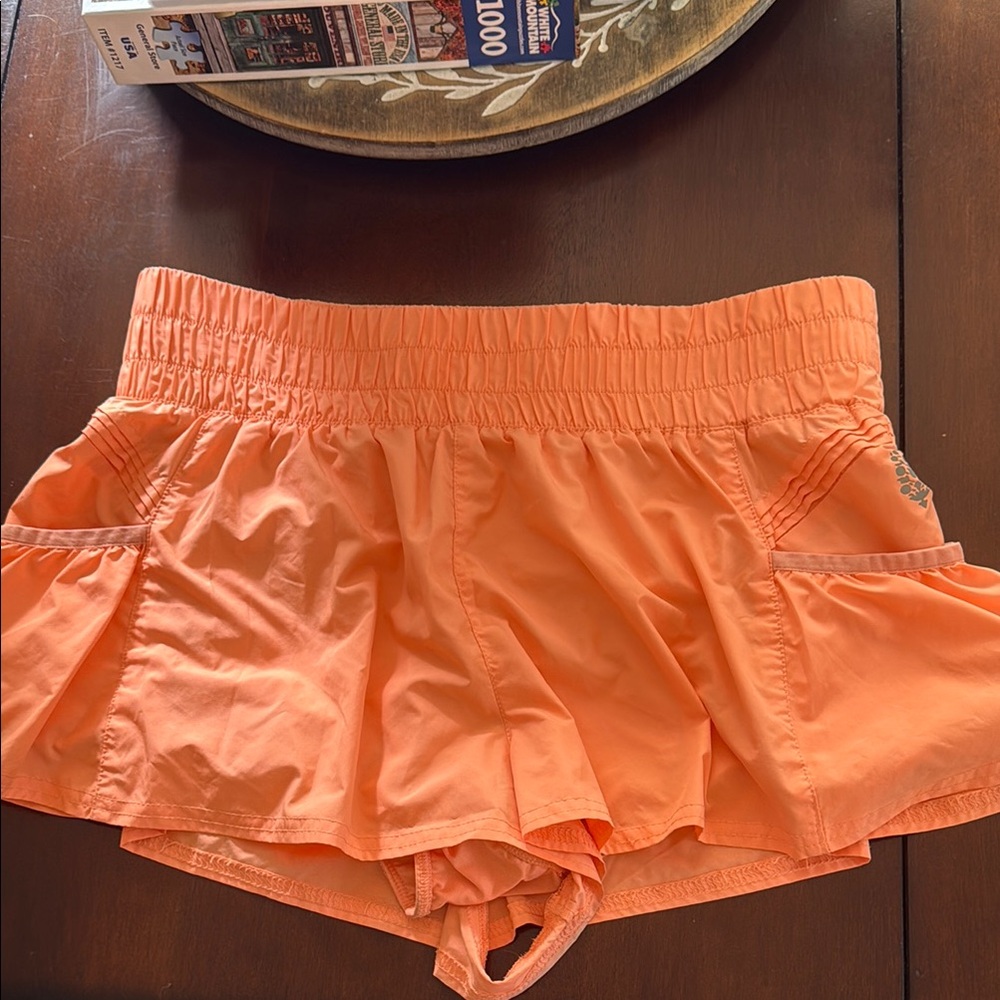 Vibrant Orange Athletic Shorts with Elastic Waistband